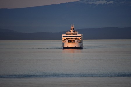 ferry on seaの写真素材