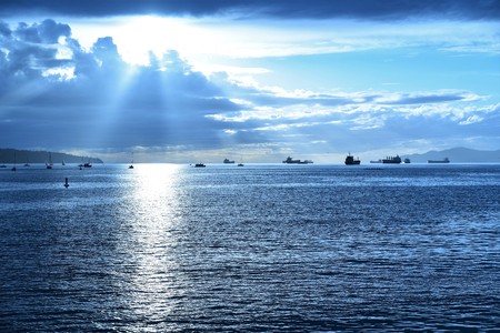 Sunset at English Bay Vancouverの写真素材