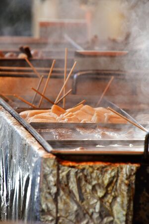 An outdoor food stall selling oden.    From Kyotoの写真素材