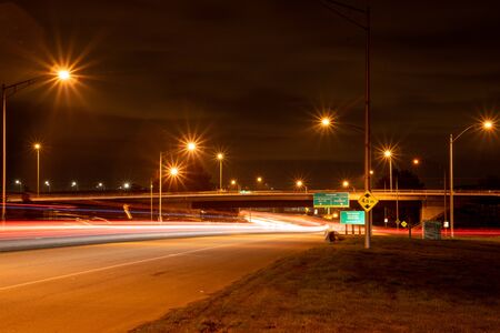 Tail Light Photography of Road in the Early Even.   Vancouver BC Canadaの写真素材