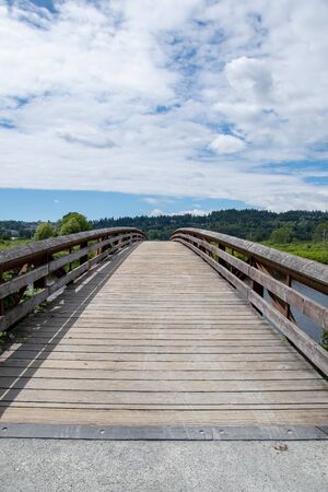 Wooden Bridge at Colony Farm Region Park.   BC Canadaの写真素材
