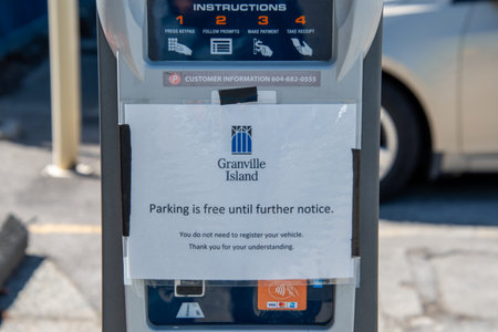 Parking is free until the notice.ããGranville Island August 27th 2020 Vancouver BC Canadaのeditorial素材