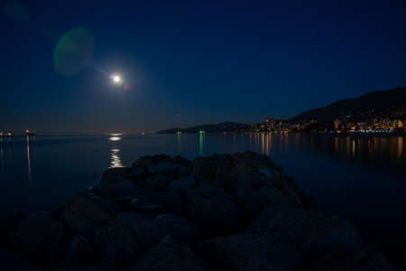 A picture of False Creek at night.  Long exposure version.   Vancouver BC Canadaの写真素材