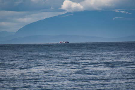 Canadian Coast Guard Hovercraft travelled over the sea close to West Vancouver, British Columbia Canada on May 1st, 2021のeditorial素材