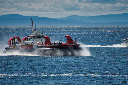 Canadian Coast Guard Hovercraft travelled over the sea close to West Vancouver, British Columbia Canada on May 1st, 2021のeditorial素材