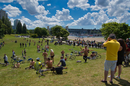 The World Naked Bike Ride took over Vancouver. BC CANADA June 12th, 2021のeditorial素材