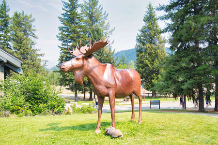 A picture of a male moose statue.ãWells Gray BC Canadaの写真素材