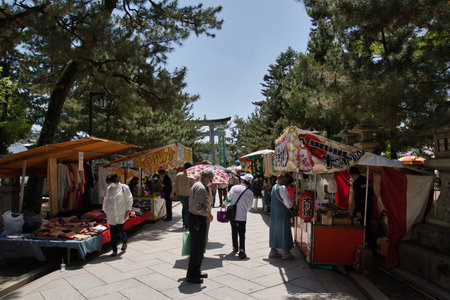 On April 25, 2022, The fair was held at Kitano Tenmanguu shrine in Kyoto, Japan.  The fair is held on the 25th of each month.のeditorial素材