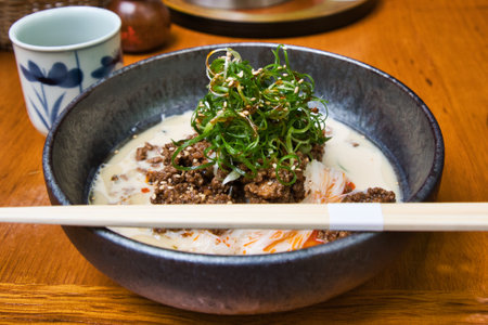 A western-style Somen noodle soup sitting on the table.    Kyoto Japanの写真素材