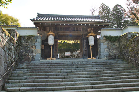 The gate and stairway of Sanzenin Temple.  Ohara Kyoto Japanの写真素材