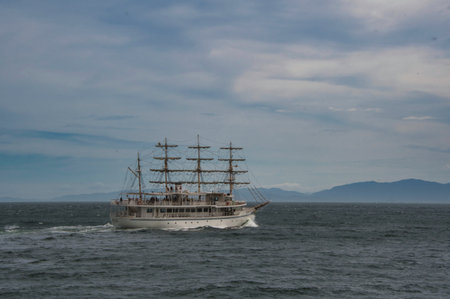A view of Nihon-maru cruise ship. Awaji island Hyogo Japanの写真素材
