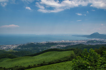 A view of the Beppu Bay from Jumonji Viewpoint.  Ooita, Japanãの写真素材