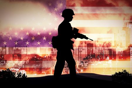 silhouette of a Soldier in new yorkの写真素材