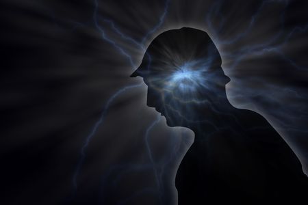 young person with massive psychic pressureの写真素材