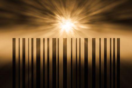 colored bar code with a light effectの写真素材