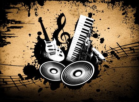 cool wacky grunge Music background with music detailsの写真素材