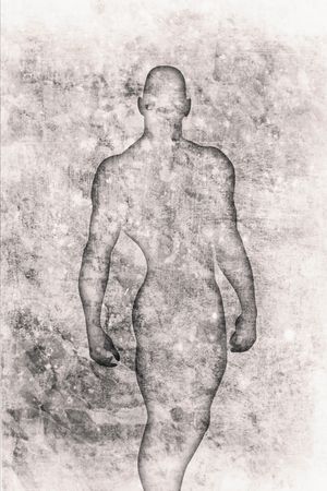 old fit bodybuilder in retro design lookの写真素材