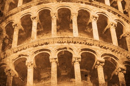 Retro look of the Tower of Pisaの写真素材