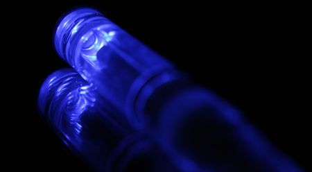 blue lighted instrument of a laboratory unitの写真素材
