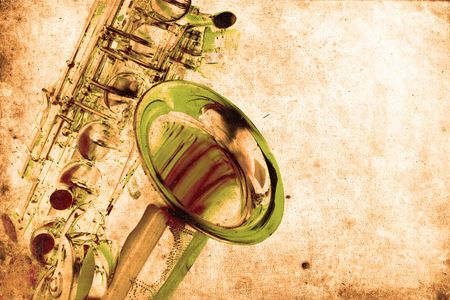 old beautiful saxophone in retro design lookの写真素材