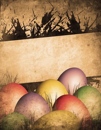 celebrate the party with any colored easter eggsの写真素材