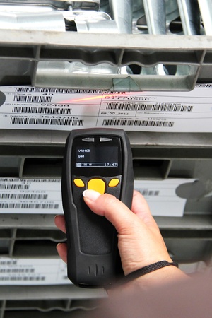 Handheld Computer for barcode scanning identificationの写真素材
