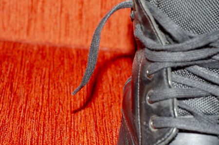 Old Black Leather Boots, Vintageの写真素材