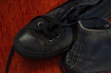 Ragged Black Stylish Shoes, Vintage Black Stylish Shoesの写真素材