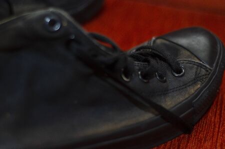 Ragged Black Stylish Shoes, Vintage Black Stylish Shoesの写真素材