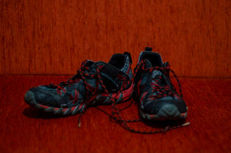 Red and Gray Cross-Country Shoes, Fashion, GYM, Outdoorの写真素材