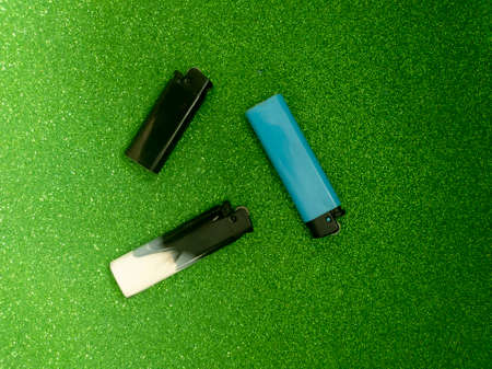 Lighter on Green Sparkle Textureの写真素材
