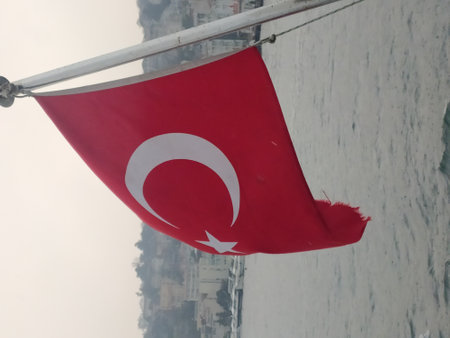 Turkish Flag in Istanbul Background