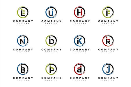 monogram letter circle bundle logoのイラスト素材