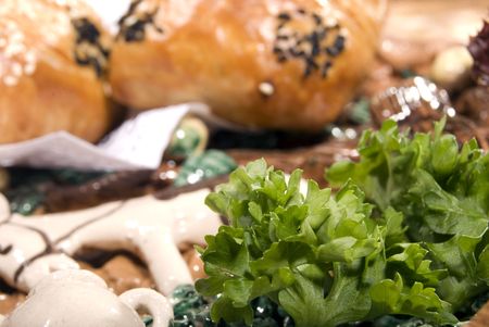 Asian baked pies with sesameの写真素材