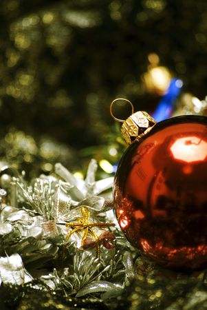 Different Christmas decorations  on the sheer black materialの写真素材