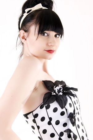Portrait of a young beautiful brunette posingの写真素材