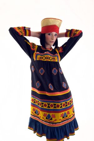 Portrait of a young beautiful brunette in Asian style の写真素材