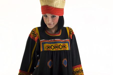  Portrait of a young beautiful brunette in Asian style の写真素材