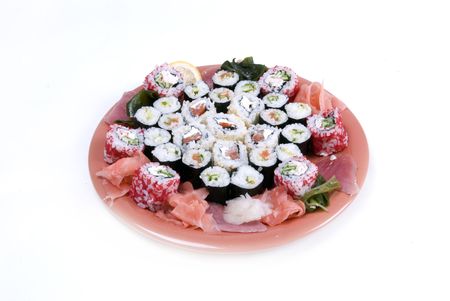 collection of different rolls served on the round plate  の写真素材