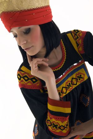 Portrait of a young beautiful brunette in Asian style の写真素材