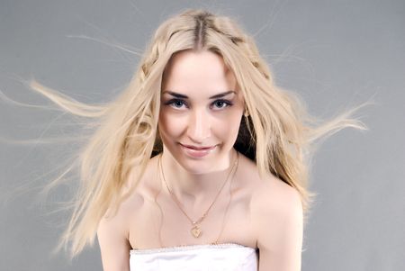 Young beautiful smiling  bride  with blond hair の写真素材