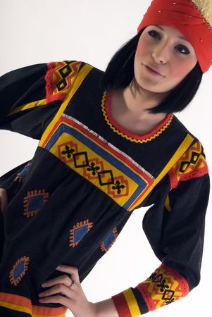 Portrait of a young beautiful brunette in Asian style の写真素材