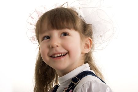 Beautiful little girl is full of happinessの写真素材