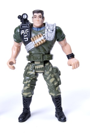 toy soldier in camouflage  over white background  のeditorial素材