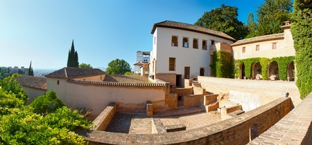Courtyard and pool in the Generalife, Alhambra, Granada, Spainのeditorial素材