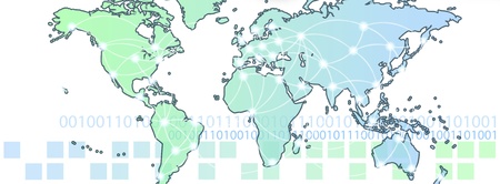 World Map interconnected by wire (Fiber Optics) of the information. Concept of global information...