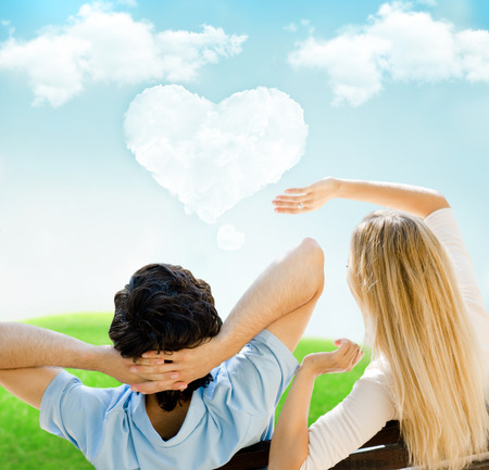 Portrait of young couple in loveの写真素材