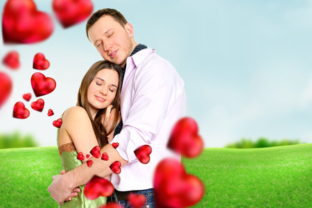 Portrait of young couple in loveの写真素材