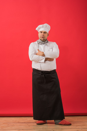 Portrait of caucasian man with chef uniformの写真素材