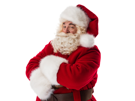 Santa Claus Portrait with hands crossed Isolated on White Backgroundの写真素材